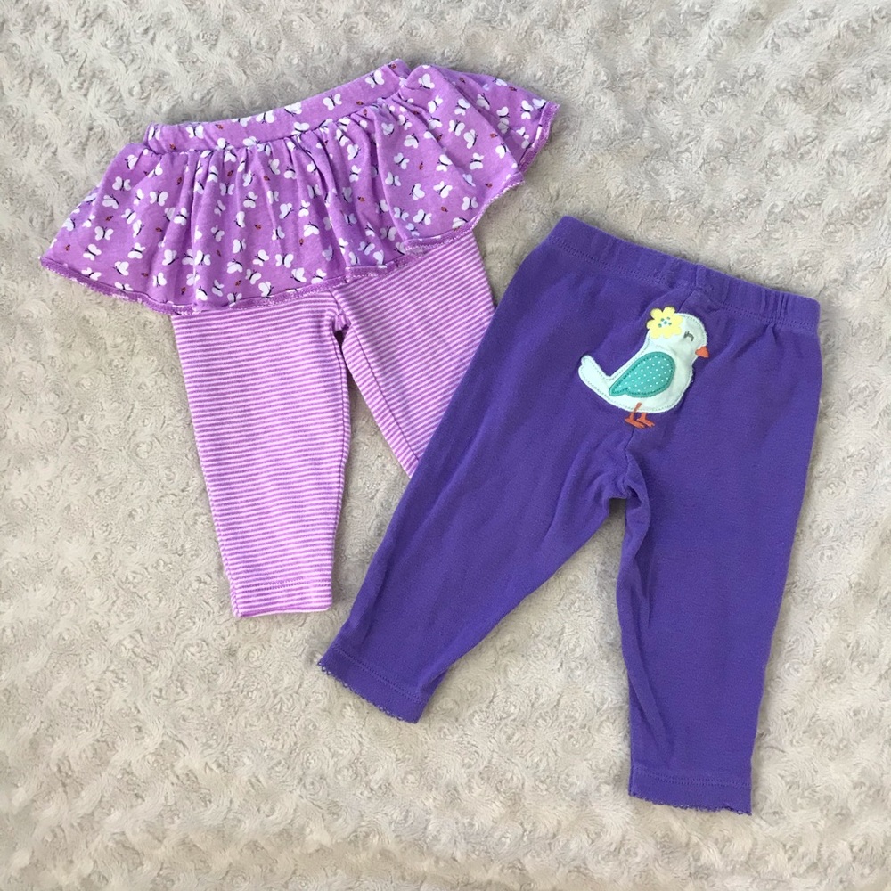 Carter’s Baby Girl Pants Bundle Bird Butterfly 6M